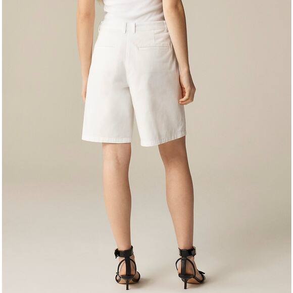 J.Crew 9" Pleated Heritage Chino Short WMNS 10 White High Rise Pockets Stretchy - Picture 2 of 7